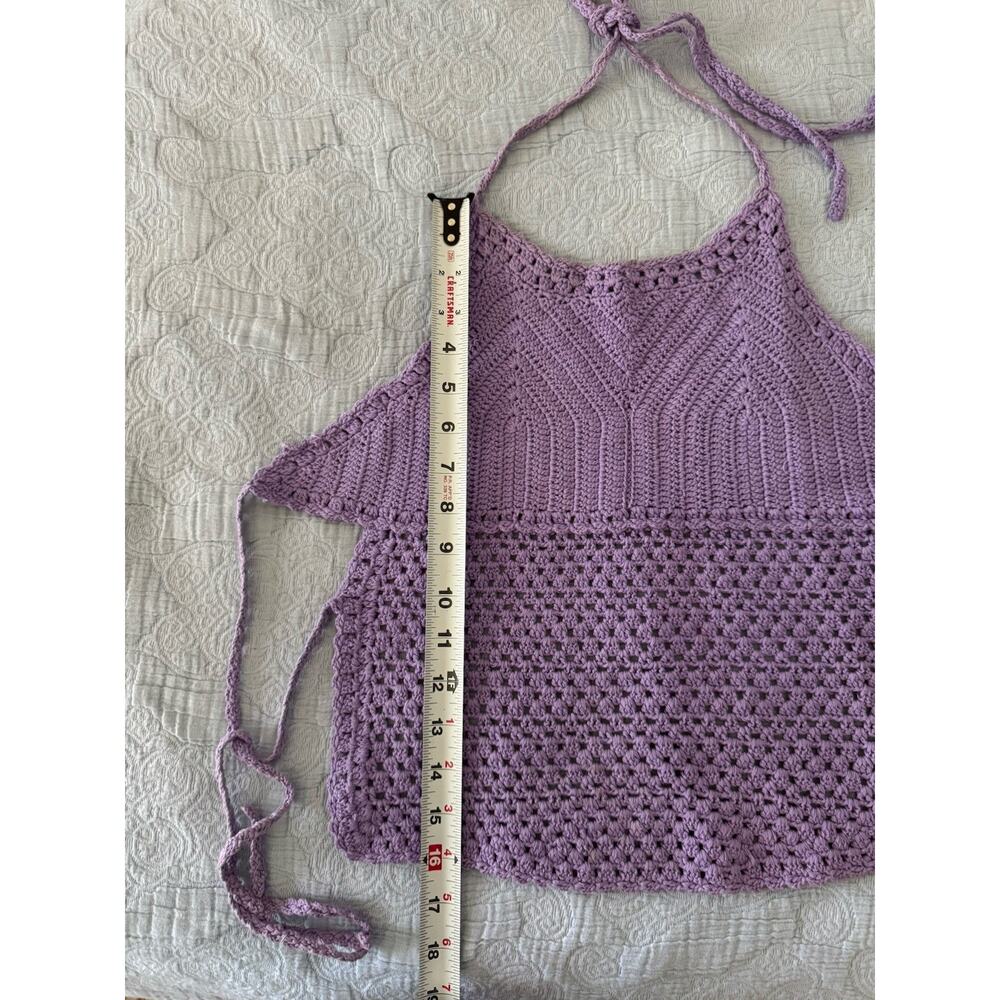 Vintage Bisou Bisou Purple Crochet Tank Halter Top Y2K Boho 90s Sz S - Picture 5 of 6